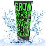 GROW Hair & Beard 11-in-1 Wash: Shampoo, Conditioner Softener, Biotin, Castor Oil, Peppermint Essential Oil, Vitamin E, MSM, Keratin, Algae, LCLT - Supports Healthy Growth - Vegan - BBS USA Product