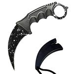 WeTop Karambit Knife, CS-GO for Hunting Camping Fishing and Field Survival, Stainless Steel Fixed Blade Tactical Knife with Sheath and Cord(Star Black)