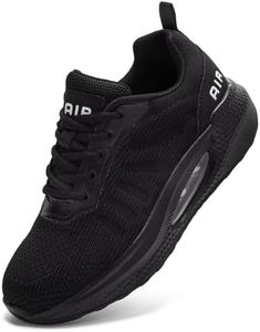 Women Trainers for Running Shoes Ladies Air Cushion Arch Support Memory Foam Plantar Fasciitis Orthopedic Shoes Lightweight Mesh Walking Sneakers All Black UK 6