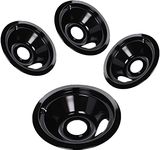 Black Porcelain Burner Drip Pans (3) 6”(1) 8” WB31M19 WB31M20 Set Replacement by APPLIANCEMATES Compatible for GE Hotpoint Electric Range Stove Burner