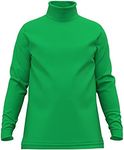 Men's 100% Interlock Knit Combed Cotton Super-Soft Pre-Washed Ski Casual Droptail Turtleneck Pullover Sweater, Green, Large