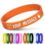 Personalised wristbands Bulk with Text Message Custom Rubber Bracelets Customized Rubber Band Bracelets for Events, Motivation,Fundraisers, id wristbands for kids|festival,Orange