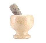 Marble Pestle And Mortar Set Natural Stone Marble Spice Herb Seasoning Crusher Grinder Ideal For Making Fresh Herbs & Spice, Pesto, Dressing, Paste, Guacamole, Coffee Beans (Peach)