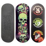 SPITBOARDS 34 mm Fingerboard Deck - Real Wood (5-Layers) Classic Popsicle Street Shape - Size: 34 x 96 mm - Single Graphic Deck (Real Wear) - Optimised Concave - Slimey Skulls