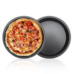 2 Pcs Non-Stick Round Pizza Pan Deep Thickened Carbon Steel Baking Tray 6/9/10/12 inch Pizza Pan Cooking Tools for Oven Baking Pies Cakes Bread(6in)