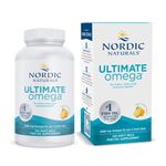 Nordic Naturals Ultimate Omega 3 Fish Oil Softgels | Omega 3 1280 Mg EPA & DHA Supplement For Men & Women | High-Potency Omega 3 Fish Oil Supplement | Lemon Flavour Fish Oil 120 Softgels