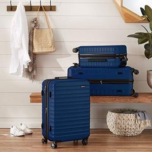 Amazon Basics Hardside Luggage Set, 3-Piece – Expandable, Navy Blue