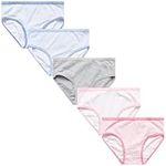 Laura Ashley Girls' Underwear - 5 Pack Stretch Cotton Briefs (Size: XS-L), Size Medium, Pink/White/Peri Stripes