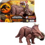 Mattel Jurassic World: Chaos Theory Netflix - Wild Roar Pachyrhinosaurus Dinosaur Figure with Continuing Head Strike & Roar Sound, Posable Toy & Digital Play, Ages 4 Years & Up, HTK72