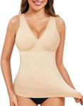 Nebility Shapewear Tummy Control Tank Tops for Women Compression Camisole Tanks V-Neck Cami Shirts Top (Beige, XX-Large)