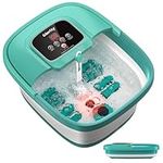 Foot Spa, GLORITY Foot Massager with Heater, Bubble, Infrared, Foldable Foot Bath with Temperature Control & Timer, Pedicure Pumice Stone Bowl, Portable Bath with 8 Shiatsu Rollers&96 Massage Nodes