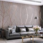 Trafagala Non-Woven Taupe Wallpaper 3D Embossed Striped Feature Branch Glitter Wallpaper Flocking Textured Wallpaper Modern Minimalist for Bedroom Living Room TV Backdrop Hallway Hall Lounge