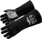 RAPICCA Welding Gloves Fire Heat Resistant: Black 14IN - Fireproof Leather For Stick Mig Flux-Core Welder Forge Blacksmith Fireplace Wood Stove Fire Pit Furnace Handling Dry ice - One Size 662℉