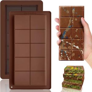 HKNMTT Chocolate Bar Silicone Molds, Deep Stuffed Large Bar Molds 1 Inch Thick Big Mould Pack of 2, Ideal for Homemade Making Dubai Pistachio Bar Candy Bar Bpa Free DIY