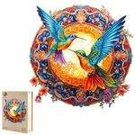 KAAYEE Wooden Jigsaw Puzzles-Wooden Puzzle Adult Unique Shape Advanced Hummingbird Wooden Jigsaw Puzzle for Adult, Family Puzzles (XL)