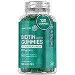 Biotin Gummies 5000mcg - with Vitamin A, B, C, D, E & Selenium – 120 Hair Nails and Skin Vitamins Gummies – Natural Berry Flavour Vitamin B7 Gummies- Lab-Tested Biotin Hair Growth Gummies