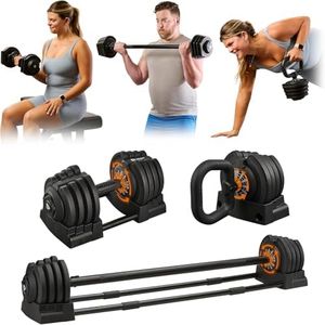 Lifepro Adjustable Dumbbells Set/Single - 15lb 43lb 55lb 90lb 25 lb Dumbbell Sets with Rack - Quick Adjust, Secure Grip weights dumbbells set - Compact Hand Weights for Women/Men at Home Gym