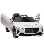 HOMCOM Bentley Bacalar Licensed 12V Kids Electric Ride-On Car with Remote Control, Powered Electric Car with Portable Battery, Music, Horn, Lights, Suspension Wheels, for Ages 3-5 Years - White