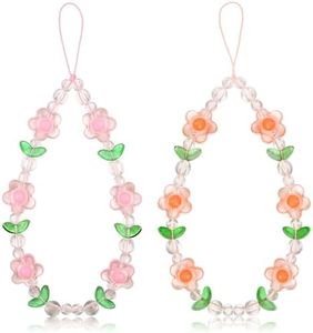 eggigi 2 Pieces Cute Phone Charms, Flower Pendants Mobile Phone Chains for Phone Bag Keychain Airpods Camera Pendants Decor