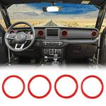 JeCar Interior Trim Kit Dashboard Air Conditioner Vent Ring Interior Accessories Compatible with Jeep Wrangler 2018-2023 JL & 2020-2023 Gladiator JT, Red