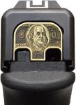 Milspin CNC Milled 3D Engraved Slide Back Plate Compatible with Glock Gen 1-5 I 3 Dimensional I Made in USA (3D $100 Bill Ben Franklin, Brass, Models G17-G41, G45)