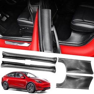 KSGMFED 4PCS Door Edge Guards for Tesla Model Y Accessories 2023 2022 2021,Full Set Door Sill Protector Compatible with Model Y 5 Seater Interior Accessory 3D Carbon Fiber(Not for 7 Seater)