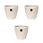 KWEL Flower Pot with Inner Tray Plastic Deco Planter Attractive Pot for Balcony 9 Inch - Dotted White (Pack of 3)