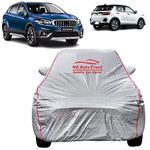 NG Auto Front 100% Waterproof Fully Body Car Cover for Maruti Suzuki S-Cross Heat Resistant,Triple Stitch, 2 Buckle with Strong Strap (Silver & Red)