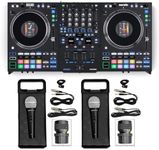 Audiosavings Bundle: (1) Rane Performer 4 Channel Serato DJ Controller w/Motorized Platters Bundle with (2) Rockville RMC-XLR High-End Metal DJ Handheld Wired Microphone Mic w (2) Cables (2 Items)