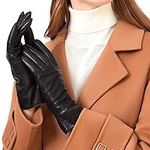 ZLUXURQ Leather Gloves for Women - Deluxe SheepSkin Leather women’s Gloves Fleece Lined in Black