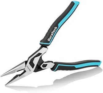 DURATECH 8.5-Inch Needle Nose Pliers, Compound High-Leverage Long Nose Pliers with Wire Cutter, CR-V Steel, Dual Pivot Design, Anti-Slip TPR Grip for Electrical, Repair, Wire Bending