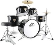 EASTROCK Kids Drum Set, 5-Piece 16 Inches Junior Drum Sets for Kids, Drummer, Beginner Youth Drumset for 7-12 Years Old with Throne,Cymbal,Pedal,Drumsticks (Black)