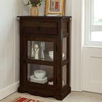 ANGEL FURNITURE Sheesham Wood Portland Kitchen Crockery Cabinet in Walnut Finish Finish | Oven Stand | Microwave Stand