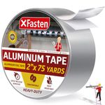 XFasten Aluminum Foil Reflective Duct Tape, 2 Inches x 75 Feet, 3.6 mil, High Temp and Heavy Duty Metal Aluminum HVAC Tape for Duct Work, Furnace, AC Units and metalworks