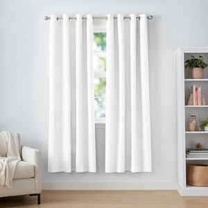 Amazon Basics Room Darkening Blackout Window Curtains with Grommets - 132 x 214 cm, White, 2 Panels