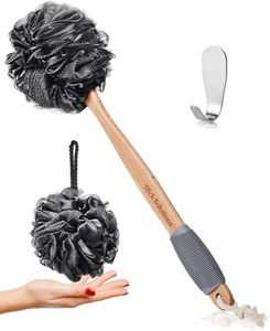 Slick- Loofah with Handle, Loofah Back Scrubber, Back Loofah, Loofah Brush with Long Handle, Loofah on A Stick, Shower Loofah with Handle, Shower Supplies, Loofah Scrubber, Loofah Back Scrubber