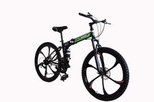 MIOOX MTB Foldable Alloy Wheel Black Mountain Bike with 26X4 Inch Tyres Folding Bike for Adults with 21 Gears (Frame - 26 Inch) (Green)