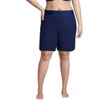 Lands' End Women's Plus Size 9" Quick Dry Elastic Waist Modest Board Shorts Swim Cover-up Shorts with Panty 16W Deep Sea Navy