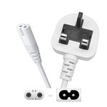 SHAFI® 5M Figure 8 Power Lead - 2-Pin IEC-C7 Universal 3-Pin UK Plug Power Cable - AC Mains Power Cord Compatible PS5 Power Cable UK Xbox Series X Speaker Soundbar LG Sony Samsung TV - 5 Meter White