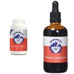 DORWEST HERBS Scullcap & Valerian Calming Tablets for Dogs and Cats, 500 Tablets & Valerian Compound for Dogs and Cats, 100ml, Quick-acting Dog Calming Liquid Drops