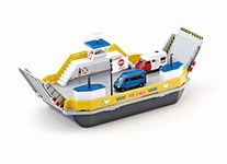 siku 1750, Car Ferry, 1:50, Metal/Plastic, Incl. 2 toy cars, Yellow/Grey, Floatable, Movable ramps