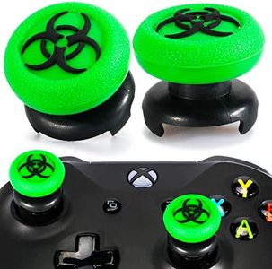 Playrealm FPS Thumbstick Extender & 3D Texture Rubber Silicone Grip Cover 2 Sets for Xbox Series X/S & Xbox One Controller(BioH Green)