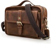 Top Grain Genuine Leather 8.3" Small Crossbody Bag for Man & Woman, Multi Pockets & Adjustable Strap & Handle, Retro Handmade Fits 7.9" iPad, Portable Messenger Bag for Daily/Business/Travel, Coffee