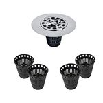 Danco 10529P Chrome Shower Drain Hair Catcher for Stand-Alone Shower, 3-inch Shower Drain Hair Trap, Includes 5 Replacement Baskets, Shower Strainer