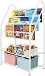 aboxoo Metal Kids Bookshelf Freestanding for Children Room 25 inches Toddler White Bookcase Toy Organizer Stable Bookcase Bookstore Library Book Unit Storage for Small Place