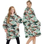 Seogva Blanket Sweatshirt Hoodie Fluffy Fleece Hoodie Blanket, Oversized Plush Hooded Top, Large for Adults Men Women and Small for Kids Boys Girls (Large, Camouflage)