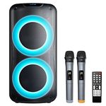 800W Rechargeable Karaoke Machine with Dual 8" Woofers, 2 Mics, LED Light