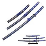 FullTang Blue Japanese Katana 3pc Set Samurai Sword, 1045 Medium Carbon Steel…