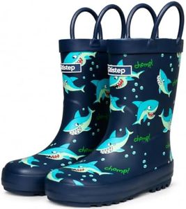 Citistep Kids Rain Boots Waterproof Rubber Non-Slip Boys Girls | Toddler Rain Boots Waterproof Natural Rubber Fleece Lining Non Slip Sole Easy On Handles 2 Removable Washable Insoles