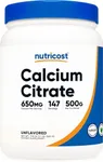 Nutricost Calcium Citrate Powder (500 Grams) (Unflavored) - Pure Calcium Citrate, No Fillers, Gluten Free (1.1lbs)